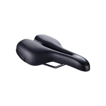 BBB Cycling kerékpáros nyereg BSD-111 SportPlus, unisex, szintetikus bevonat, anatómiai nyílással, emlékező szivacsos, 170mm széles, 265mm hosszú, fekete