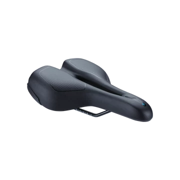 BBB Cycling kerékpáros nyereg BSD-112 SportPlus, unisex, szintetikus bevonat, anatómiai nyílással, emlékező szivacsos, 185mm széles, 265mm hosszú, fekete