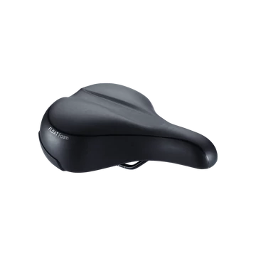 BBB Cycling kerékpáros nyereg BSD-93 Meander Relaxed, unisex, szintetikus bevonat, anatómiai csatornával, lebegő szivacsos, 205mm széles, 265mm hosszú, fekete